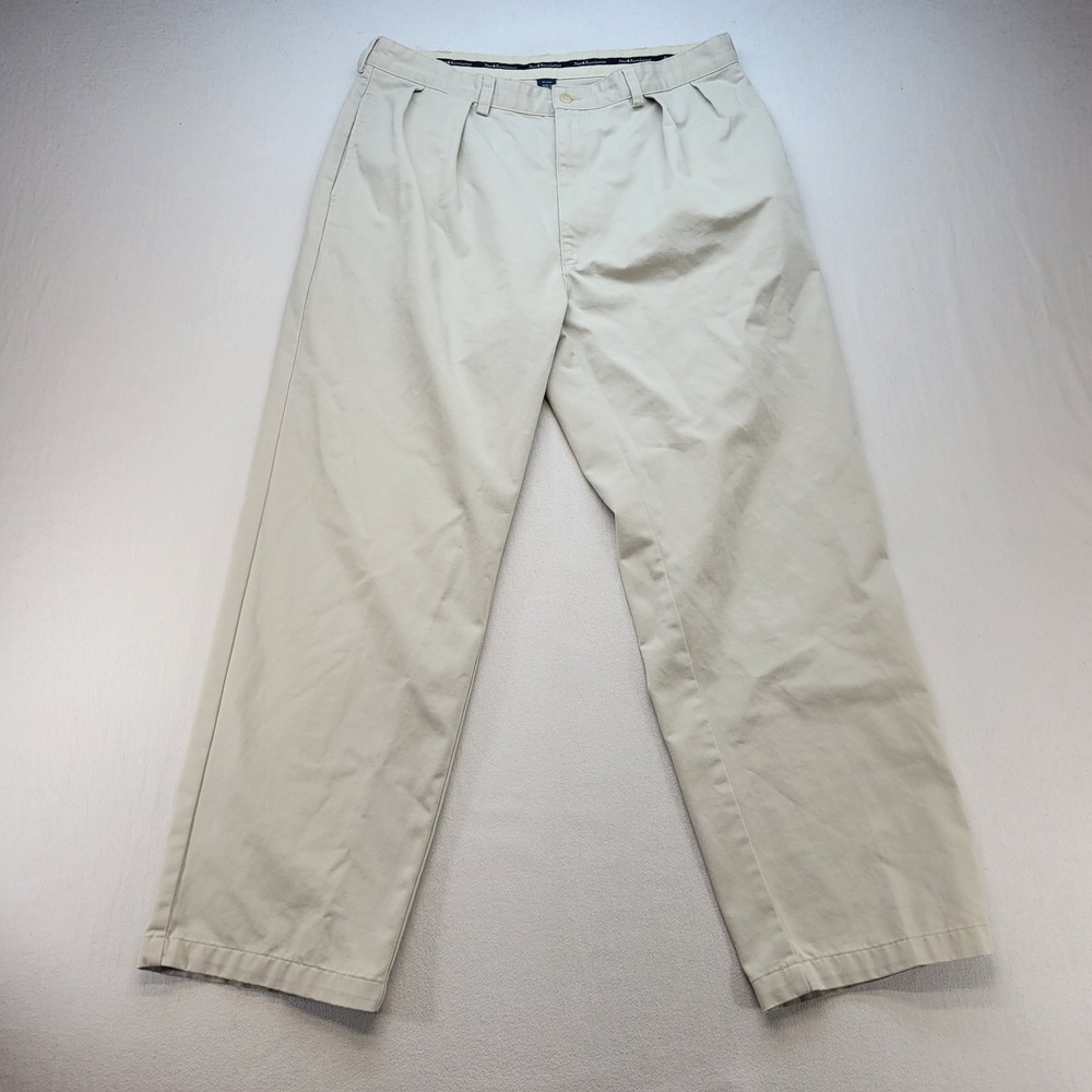Polo Ralph Lauren Andrew Pant Mens 38x30 Tan Beige Pleated Chino Cotton Trousers